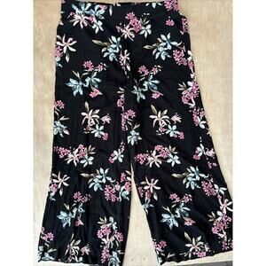 Torrid Pants Sz 2T Tall Black Floral Feel The Fit Casual Comfort 2 Side Pockets